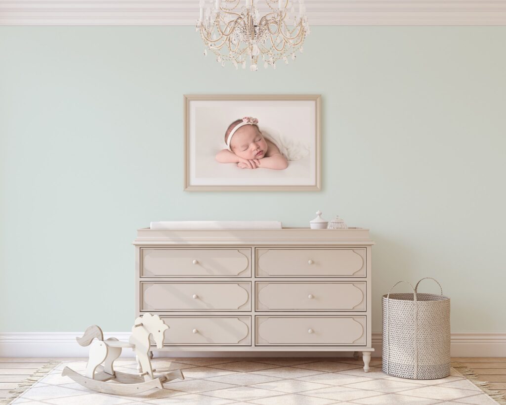 baby nursery with newborn portrait
